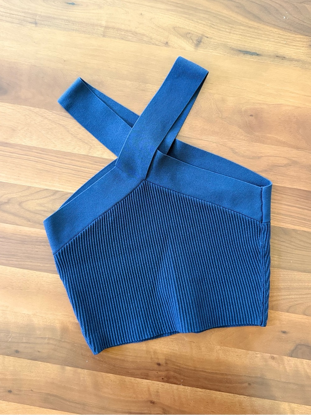 Babaton Navy Ribbed Cross-Strap Top - Aritzia
